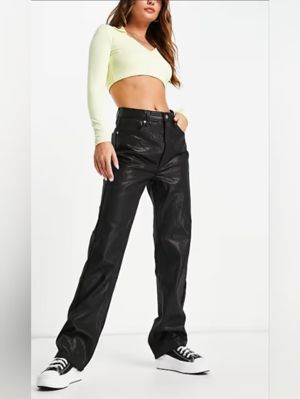 Topshop Kort Coated Straight-Leg Jeans 8